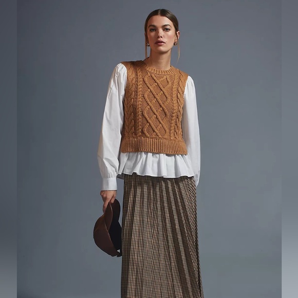 By Anthropologie Sweater Vest & Blouse Layered Top - size XLP - Picture 9 of 9